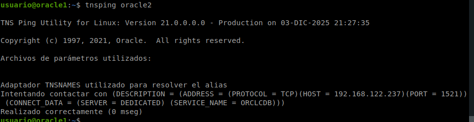Resultado de tnsping oracle1 (parte 1)