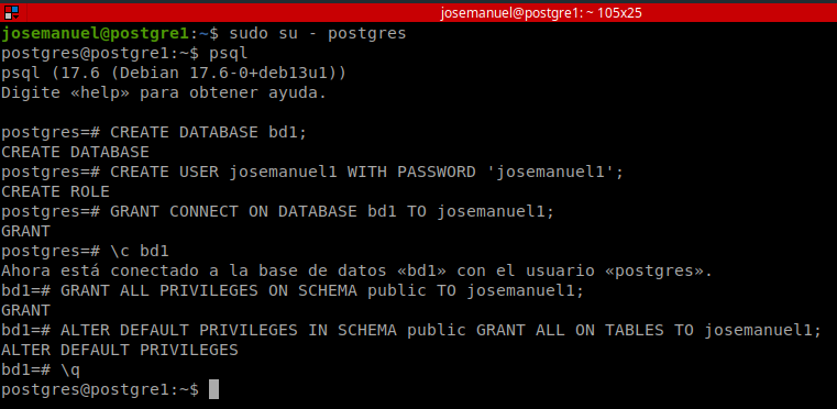 Creación de base de datos y usuario en Postgre1