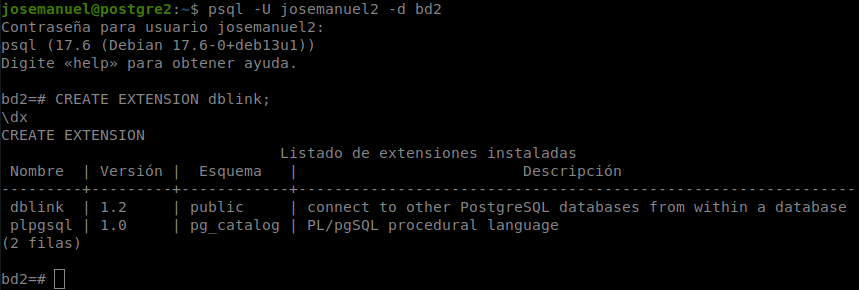 Instalación de dblink en Postgre2