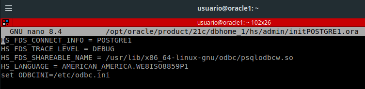 Configuración del driver en odbcinst.ini