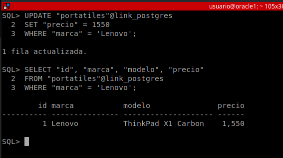 lsnrctl status mostrando el servicio POSTGRE1 registrado