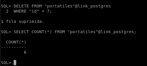 Creación del database link link_postgres