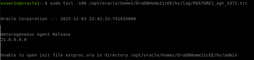 Primera consulta remota a PostgreSQL desde Oracle