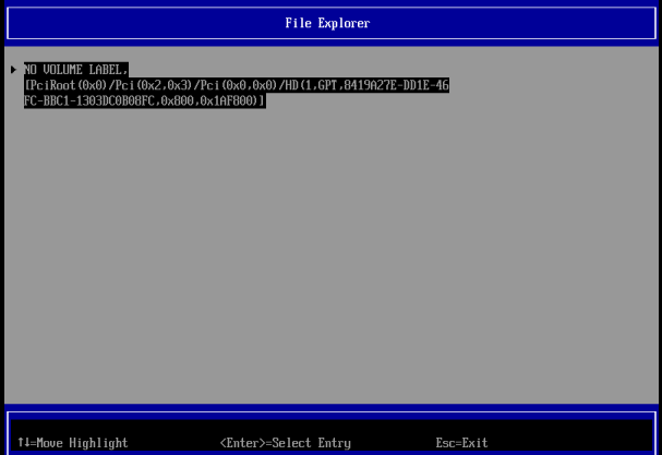 File Explorer mostrando la partición sin etiqueta donde está MOK.der