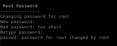 Asistente pidiendo la contraseña de root