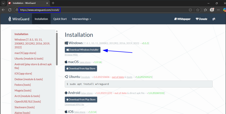 Ventana principal de la aplicación WireGuard en Windows, sin túneles todavía